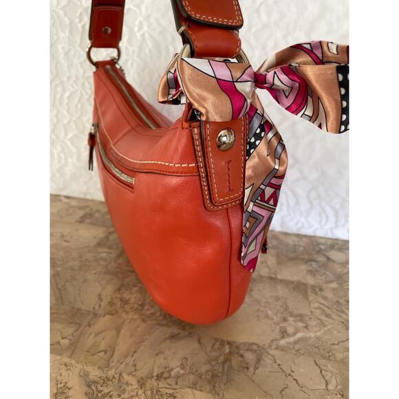 Coach Ergo Pleated hobo/soho red-orange Leather Shoulder Bag F13730 - Picture 5 of 14